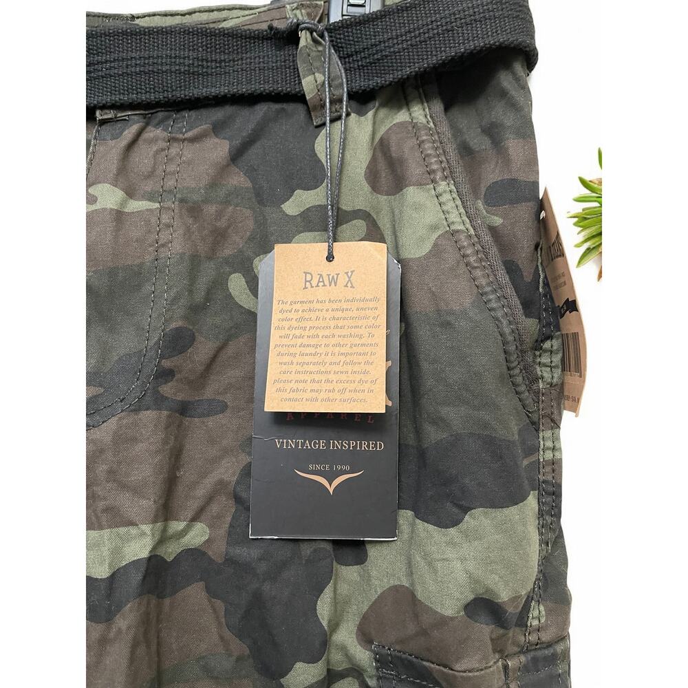 Men's Cargo Shorts Khaki Olive Camo RAW X Waist size 30 New - Picture 5 of 5